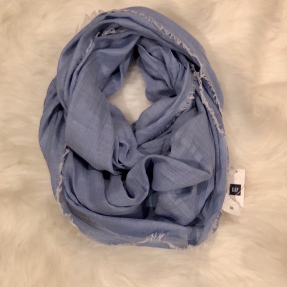 GAP Accessories - GAP Blue Infinite Scarf w/ Frayed White Edges